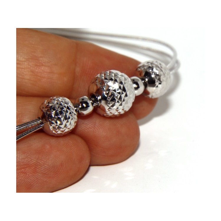 NSA|Argento 925 : Collana donna girocollo a 3 fili omega con sfere diamantate a gradazione