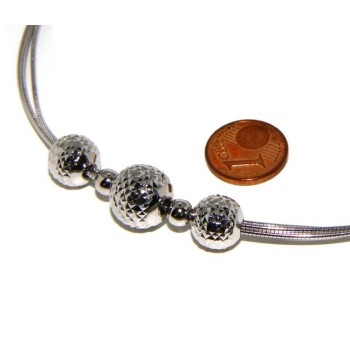 NSA|Argento 925 : Collana donna girocollo a 3 fili omega con sfere diamantate a gradazione