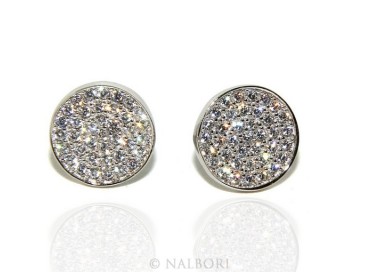 NSA|Argento 925 : coppia di orecchini 9,5mm uomo donna bottone pavè zirconi mircosetting tondo