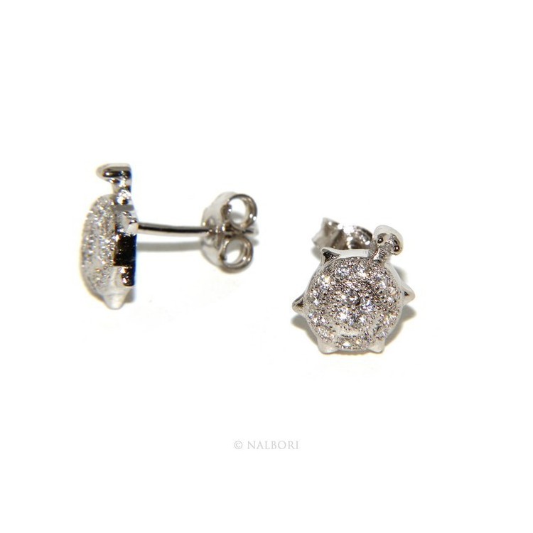 NSA|Argento 925 : coppia di orecchini donna tartaruga pavè zirconi mircosetting