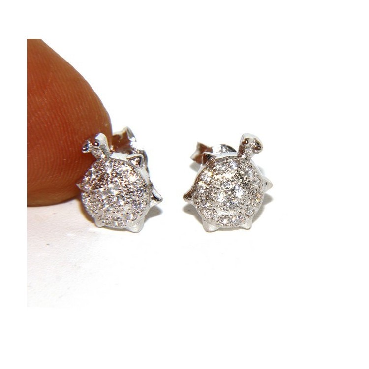 NSA|925: pair of turtle woman earrings zirconia mircosetting