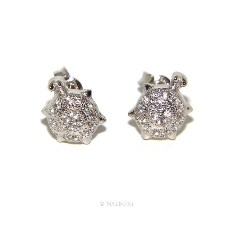 NSA|925: pair of turtle woman earrings zirconia mircosetting