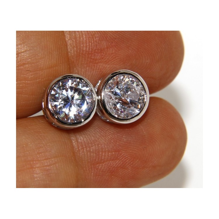 NSA|Argento 925 : coppia di orecchini donna uomo punto luce grande 10mm