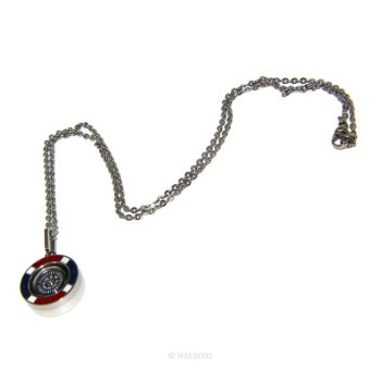 NSA|Steel: Exclusive necklace rolo 'man woman pendant french flag and compass