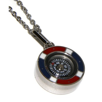 NSA|Steel compass necklace with French flag for men