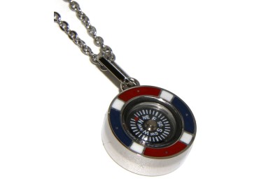 NSA|Steel compass necklace with French flag for men