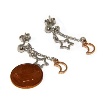 NSA|925: earrings with rolo chain 'ball pendant star rose moon