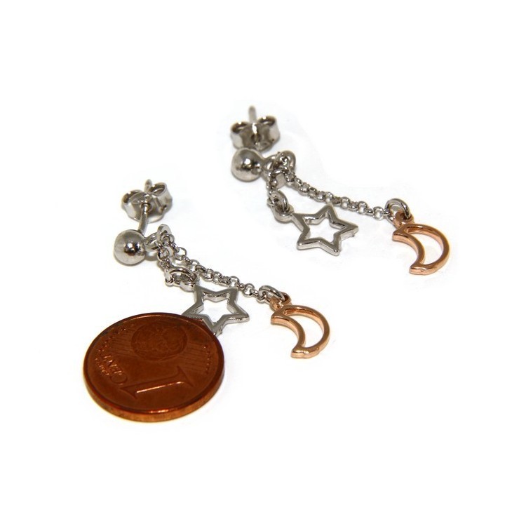 NSA|925: earrings with rolo chain 'ball pendant star rose moon