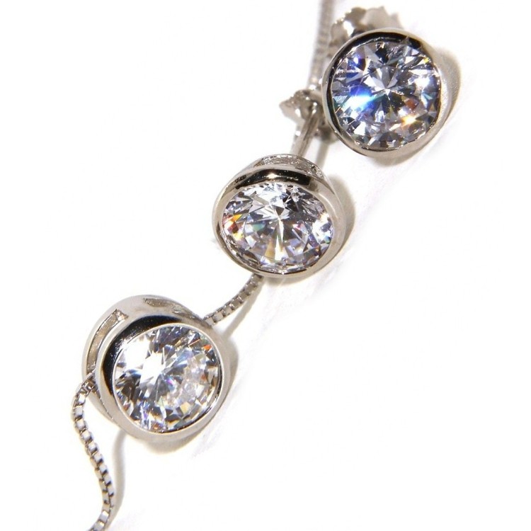 NSA|Set of 925 silver cipollino 6mm light point with zircon necklace and earrings