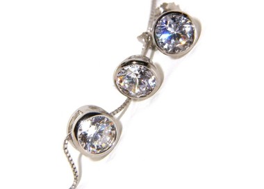NSA|Set of 925 silver cipollino 6mm light point with zircon necklace and earrings
