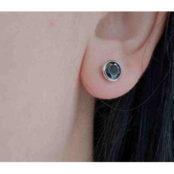 NSA|925: Earrings cipollino 6 mm light point with zircon. for men and women