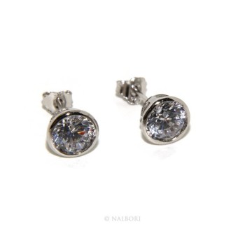 NSA|Argento 925 : Orecchini cipollino 6 mm punto luce con zircone. per uomo e donna