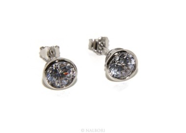 NSA|925: Earrings cipollino 6 mm light point with zircon. for men and women