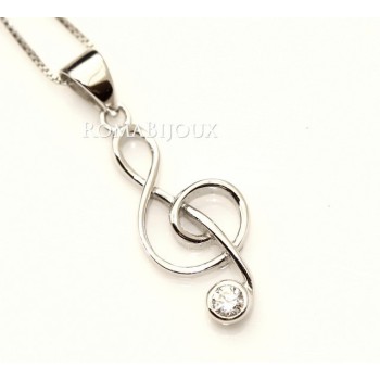 NSA|Parure musica chiave di sol Girocollo veneziano in argento 925 con ciondolo e Orecchini abbinati in Cofanetto