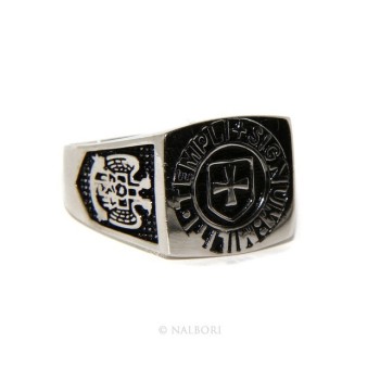 NSA|Ring Silver 925 Rectangular seal black gold shield man