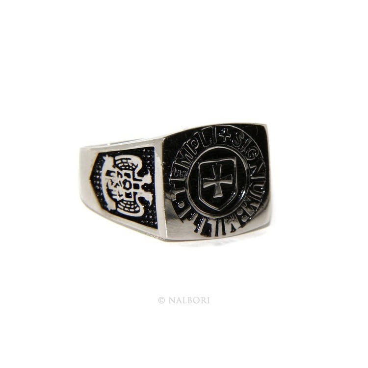 NSA|Ring Silver 925 Rectangular seal black gold shield man