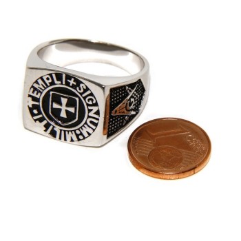 NSA|Ring Silver 925 Rectangular seal black gold shield man