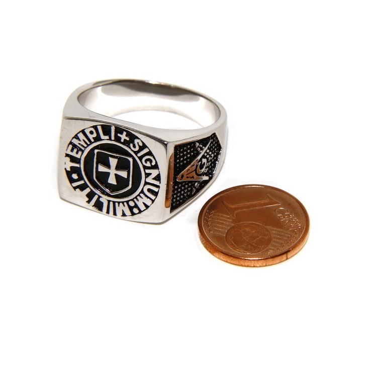 NSA|Ring Silver 925 Rectangular seal black gold shield man