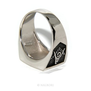 NSA|Ring Silver 925 Rectangular seal black gold shield man