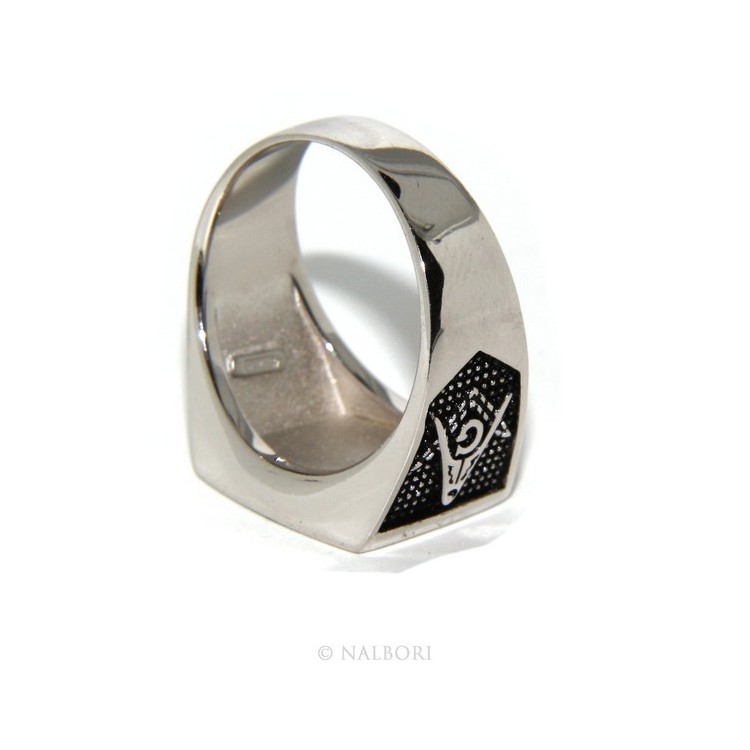 NSA|Ring Silver 925 Rectangular seal black gold shield man