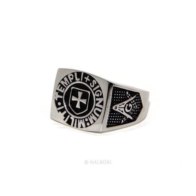NSA|Ring Silver 925 Rectangular seal black gold shield man