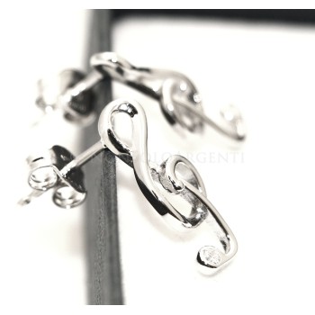 NSA|Parure musica chiave di sol Girocollo veneziano in argento 925 con ciondolo e Orecchini abbinati in Cofanetto