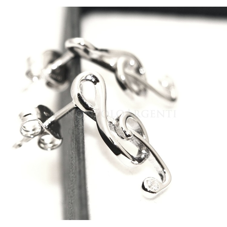 NSA|Parure musica chiave di sol Girocollo veneziano in argento 925 con ciondolo e Orecchini abbinati in Cofanetto