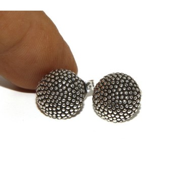 NSA|925: pair of man half sphere woman earrings studded processing Sardinian type 12
