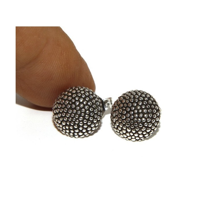NSA|925: pair of man half sphere woman earrings studded processing Sardinian type 12