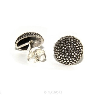 NSA|925: pair of man half sphere woman earrings studded processing Sardinian type 12