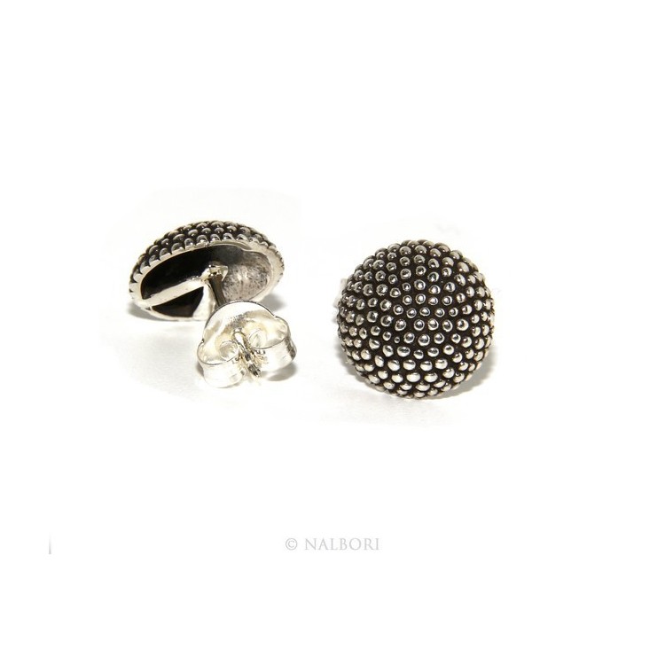 NSA|925: pair of man half sphere woman earrings studded processing Sardinian type 12