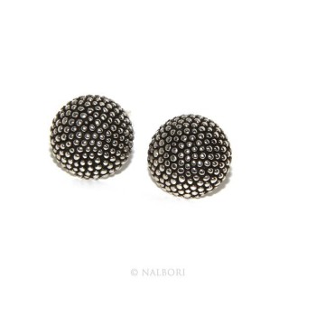 NSA|925: pair of man half sphere woman earrings studded processing Sardinian type 12