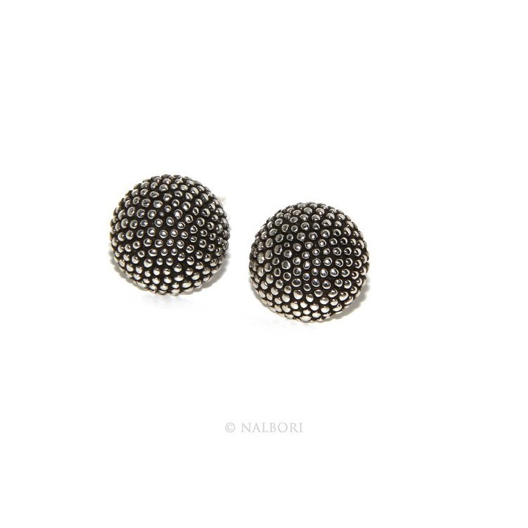 NSA|925: pair of man half sphere woman earrings studded processing Sardinian type 12