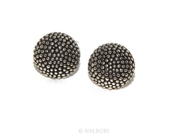 NSA|Argento 925 : coppia di orecchini uomo donna mezza sfera borchiati lavorazione tipo sarda 12mm