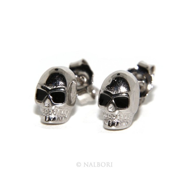 NSA|925: pair of tiny woman Man skulls casting earrings