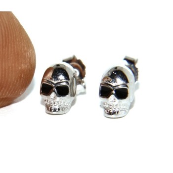 NSA|925: pair of tiny woman Man skulls casting earrings