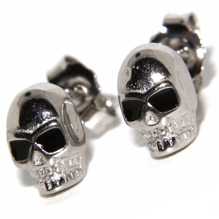 NSA|925 silver skulls pair of very small earrings for men and women
