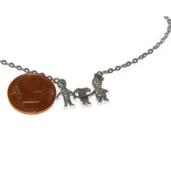 NSA|Argento 925 : Collana Collier donna pendente centrale famiglia con bambina figlia unica