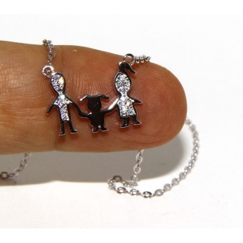 NSA|925: Family is central pendant necklace Collier woman with unique baby daughter