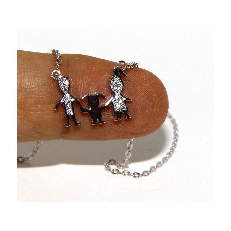 NSA|925: Family is central pendant necklace Collier woman with unique baby daughter