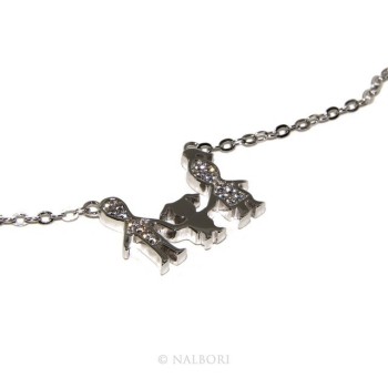 NSA|Argento 925 : Collana Collier donna pendente centrale famiglia con bambina figlia unica