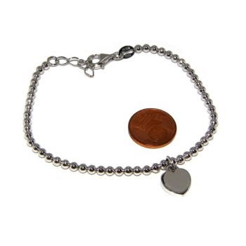 NSA|Bracelet in 925 sterling silver pendant woman balls with smooth heart pendant