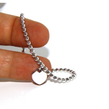 NSA|Bracelet in 925 sterling silver pendant woman balls with smooth heart pendant