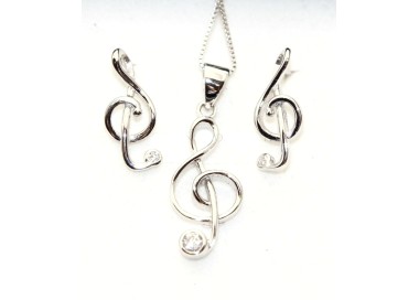 NSA|Set music treble 925 silver necklace Earrings matching in box NonSoloArgenti ROMA