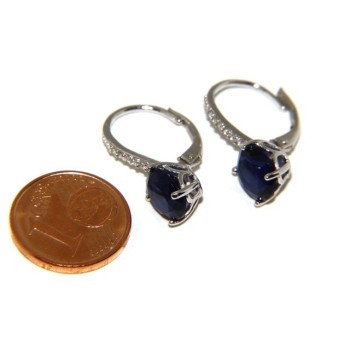 NSA|925: earrings zircon blue light point woman sapphire brilliant 8mm nun Safety