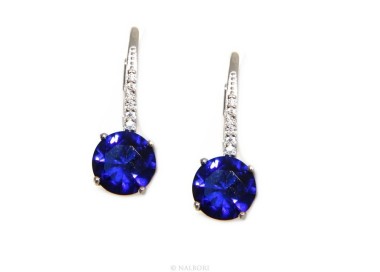 NSA|925: earrings zircon blue light point woman sapphire brilliant 8mm nun Safety