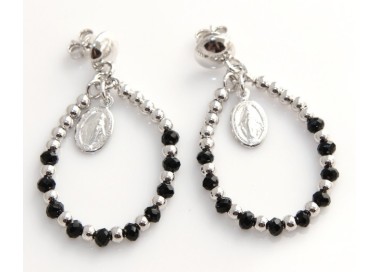 NSA|Argento 925 : orecchini donna rosario palline goccia e madonna
