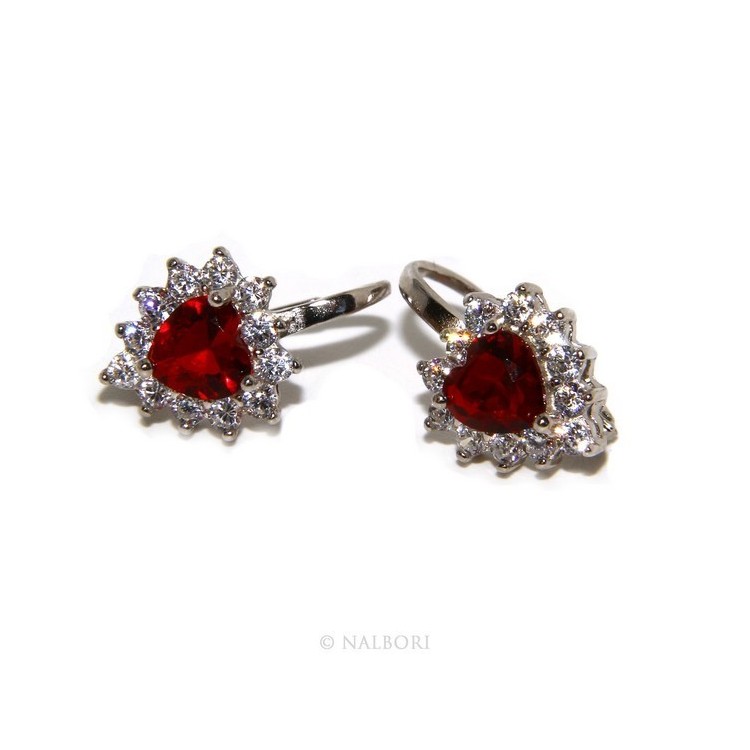 NSA|925: earrings woman point light blue sapphire  zircon white heart nun Safety