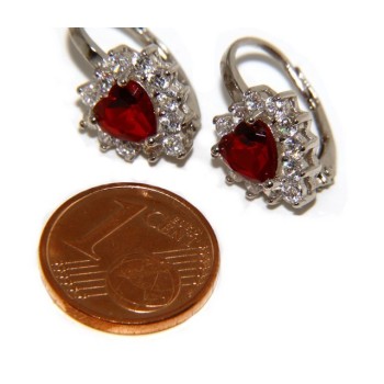 NSA|Argento 925 : orecchini donna punto luce zircone blu sapphire bianco cuore monachella sicurezza