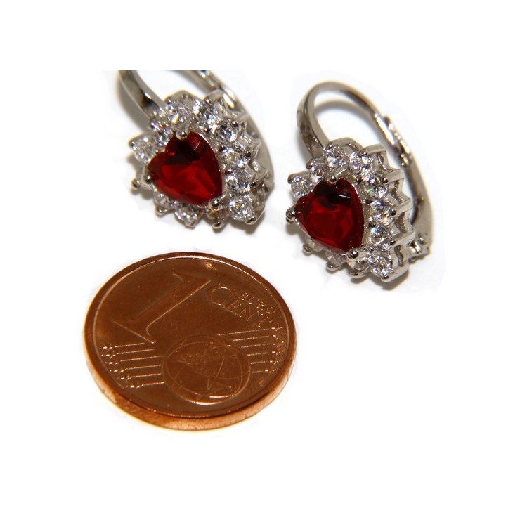 NSA|Argento 925 : orecchini donna punto luce zircone blu sapphire bianco cuore monachella sicurezza